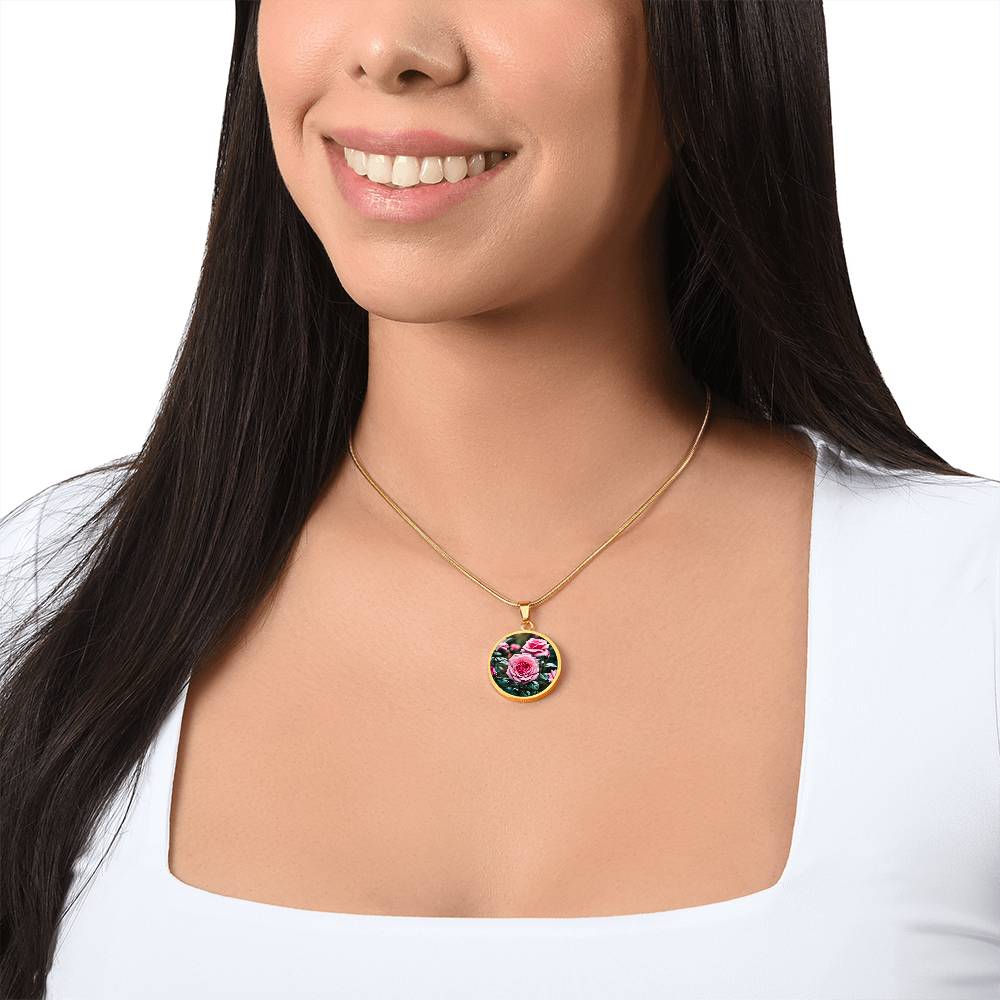 June Birth Flower Rose Necklace, Birth Month Flower Necklace, Engraved Necklace, Floral Gift for Her, Mothers & Valentines Day Necklace