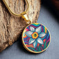December Birth Flower Narcissus Psychedelic Art Pendant Necklace, Boho hippie Retro Floral Jewelry, Groovy Vintage Art Gift for Her