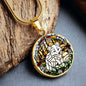 White Arctic Fox Engraved Celtic Native American Zodiac Animal Charm Pendant Personalized Necklace Protection Spirit Companion Jewelry Gift