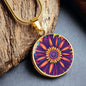 September Birth Flower Aster Psychedelic Art Pendant Necklace, Boho hippie Retro Floral Jewelry, Aster Groovy Vintage Art Gift for Her
