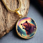 Dreamy Bear Pendant Necklace Gift, Magical Forest Wildlife Jewelry Moonlit Twilight Pastel Flowers Gift For Mom Grandma Mama Bear birthday