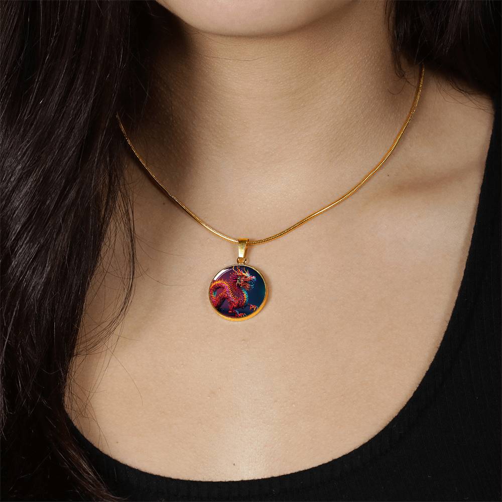 Dragon Pendant Necklace, Jewelry Gift, Chinese Zodiac Animal, 2024 Lunar New Year Pendant, Illuminated Mythical Celestial Dragon Guardian