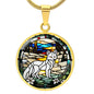 White Arctic Fox Engraved Celtic Native American Zodiac Animal Charm Pendant Personalized Necklace Protection Spirit Companion Jewelry Gift