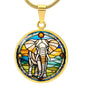 Elephant Faux Stained Glass Personalized Pendant Necklace Gift For Exotic Animal Lover Jewelry For Birthday Gift For Daughter Christmas Gift