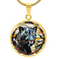 Jaguar Engraved Celtic Native American Zodiac Animal Charm Pendant Stained Glass Art Necklace Protection Spirit Dream Cat Jewelry Gift