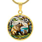 Mama Bear and Cub Stained Glass Personalized Pendant Necklace Gift For Mom Grandma Jewelry Momma Bear Baby Shower Gifts For Birthday