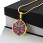 June Birth Flower Honeysuckle Psychedelic Art Pendant Necklace, Boho hippie Retro Floral Jewelry Honeysuckle Groovy Vintage Art Gift for Her