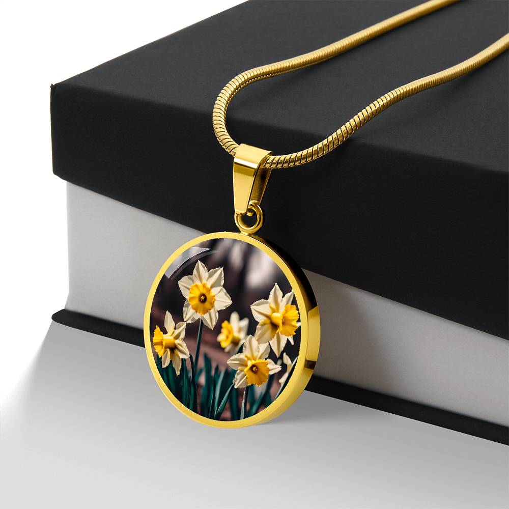 Daffodil Birth Flower Necklace March Birthday Gifts Birth Month Flower Engraved Floral Necklace Botanical Jewelry Valentines Day Mothers Day