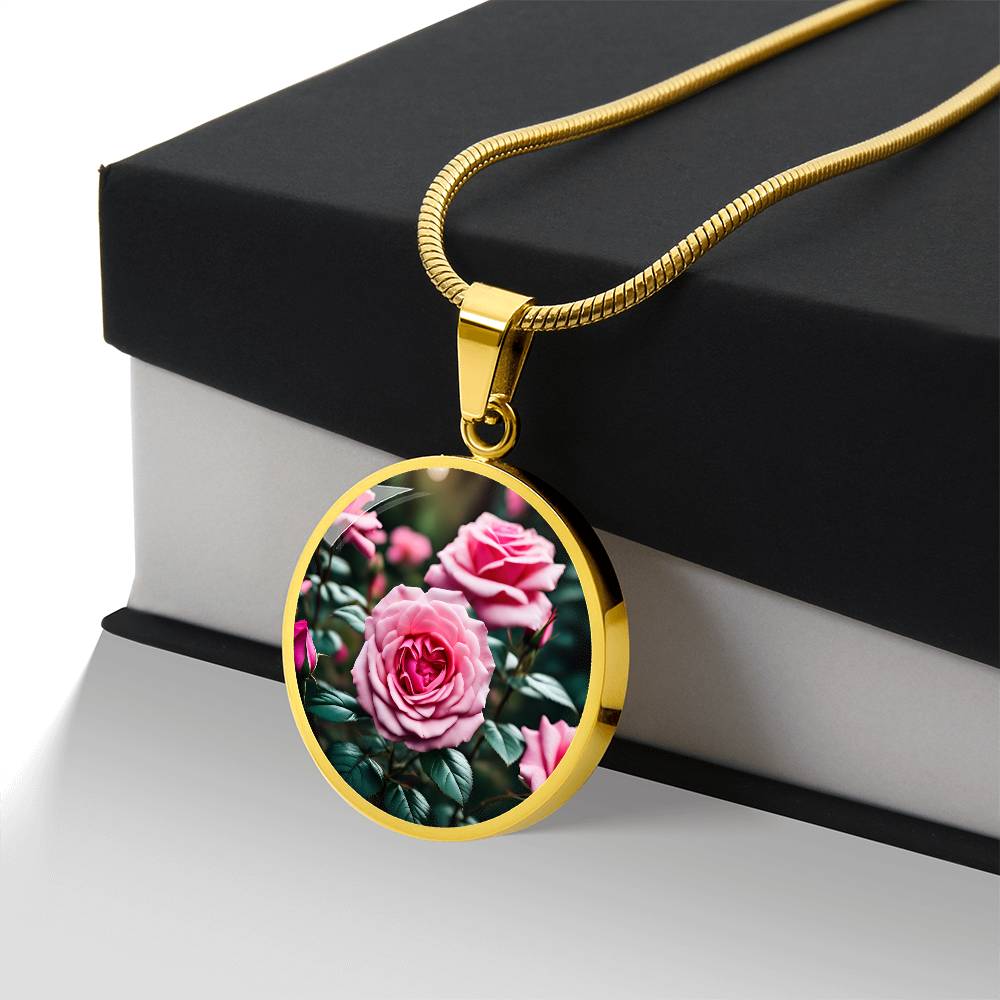 June Birth Flower Rose Necklace, Birth Month Flower Necklace, Engraved Necklace, Floral Gift for Her, Mothers & Valentines Day Necklace