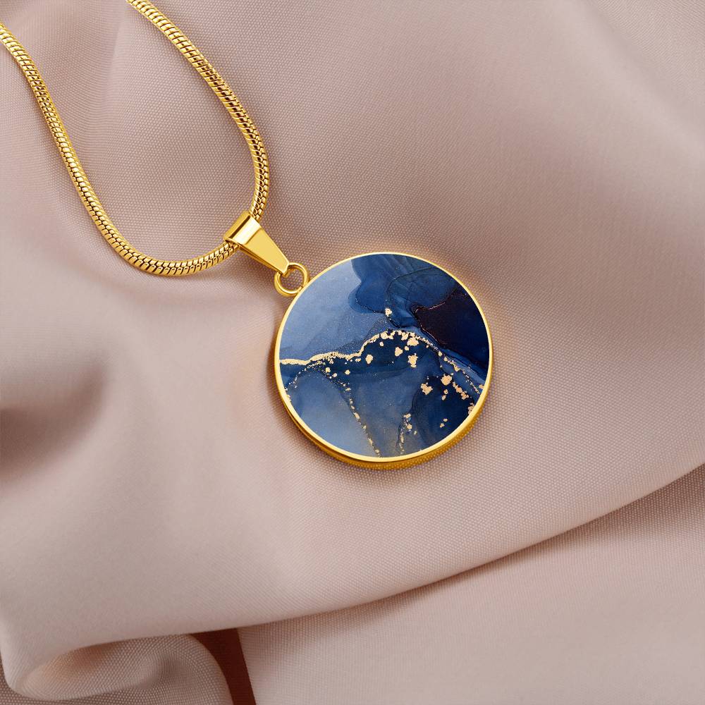 Alcohol Ink Pendant Necklace Pink Purple Gold Wanderlust Jewelry Trendy Fluid Art Colorful Abstract Backgroud Stainless Steel Gold Base