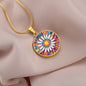 April Birth Month Flower Pendant Necklace Daisy Floral Trippy Art Necklace Gift for Her Daisies Vintage rave birthflower, Groovy Boho Hippie