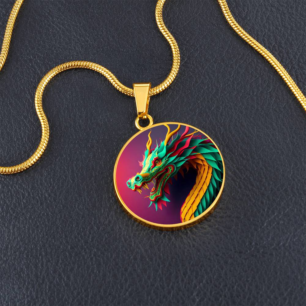 Dragon Pendant Necklace, Jewelry Gift, Chinese Zodiac Animal, 2024 Lunar New Year Pendant, Illuminated Mythical Celestial Dragon Guardian