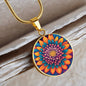 November Birth Flower Chrysanthemum Psychedelic Art Pendant Necklace, Boho hippie Retro Floral Jewelry, Groovy Vintage Art Gift for Her