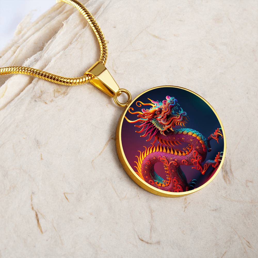 Dragon Pendant Necklace, Jewelry Gift, Chinese Zodiac Animal, 2024 Lunar New Year Pendant, Illuminated Mythical Celestial Dragon Guardian