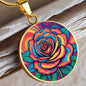 June Birth Flower Rose Necklace, Birth Month Flower Necklace, Engraved Necklace, Floral Gift for Her, Mothers & Valentines Day Necklace