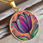 Tulip Necklace July Birth Month Flower Jewelry Plant Lover Gift Engraved Gold Floral Pendant Valentines Mothers Day Tulips Nature Lover Gift