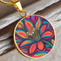 June Birth Flower Honeysuckle Psychedelic Art Pendant Necklace, Boho hippie Retro Floral Jewelry Honeysuckle Groovy Vintage Art Gift for Her