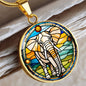 Elephant Faux Stained Glass Personalized Pendant Necklace Gift For Exotic Animal Lover Jewelry For Birthday Gift For Daughter Christmas Gift