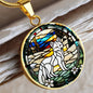 White Arctic Fox Engraved Celtic Native American Zodiac Animal Charm Pendant Personalized Necklace Protection Spirit Companion Jewelry Gift