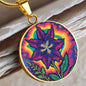 July Birth Flower Larkspur Trippy 70s 80s Art Pendant Necklace, Boho hippie Retro Floral Jewelry Larkspur Groovy Vintage Art Gift For Her