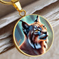 Lynx Pendant Necklace Personalized Engraved Celtic Cat Lover Jewelry Zodiac Charm Spirit Animal Mystical Wildcat Gift for Her Mother Wife