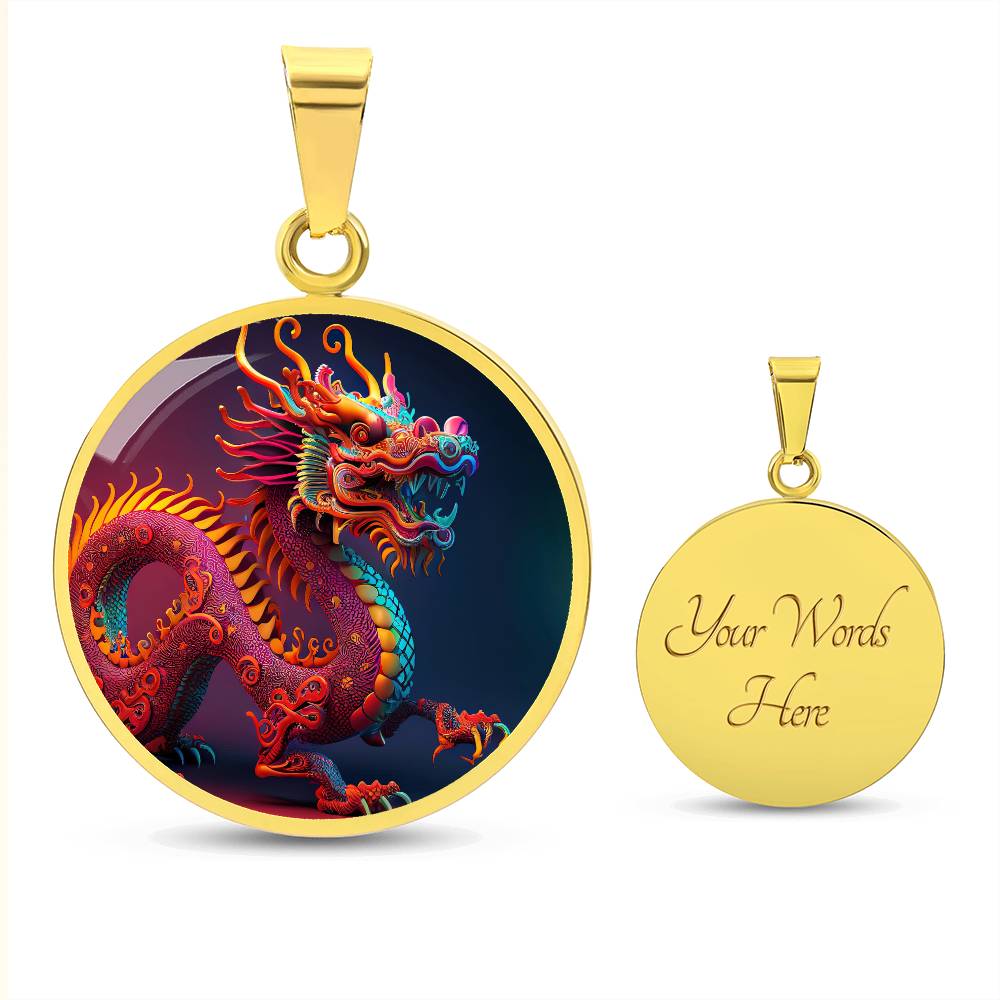 Dragon Pendant Necklace, Jewelry Gift, Chinese Zodiac Animal, 2024 Lunar New Year Pendant, Illuminated Mythical Celestial Dragon Guardian