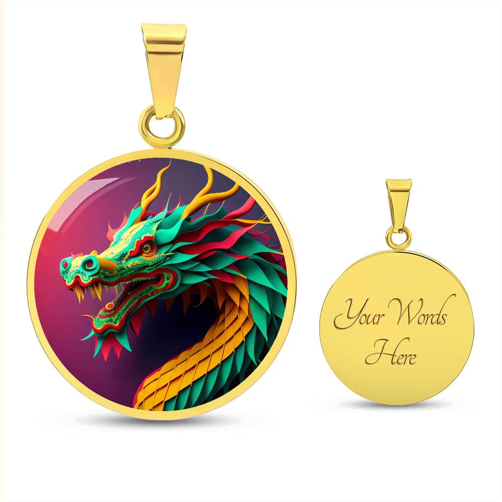 Dragon Pendant Necklace, Jewelry Gift, Chinese Zodiac Animal, 2024 Lunar New Year Pendant, Illuminated Mythical Celestial Dragon Guardian