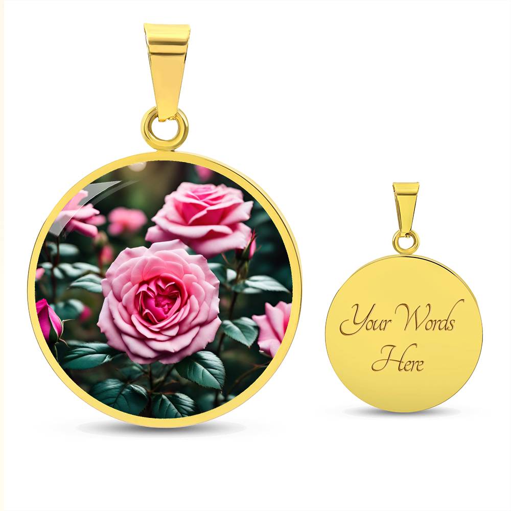 June Birth Flower Rose Necklace, Birth Month Flower Necklace, Engraved Necklace, Floral Gift for Her, Mothers & Valentines Day Necklace