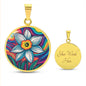 December Birth Flower Narcissus Psychedelic Art Pendant Necklace, Boho hippie Retro Floral Jewelry, Groovy Vintage Art Gift for Her