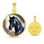 Black Stallion Pendant Necklace Horse Chinese Zodiac Animal Pendant 3D Dreamy Pony Art Jewelry Horse Lover Gift Dream Spirit Animal