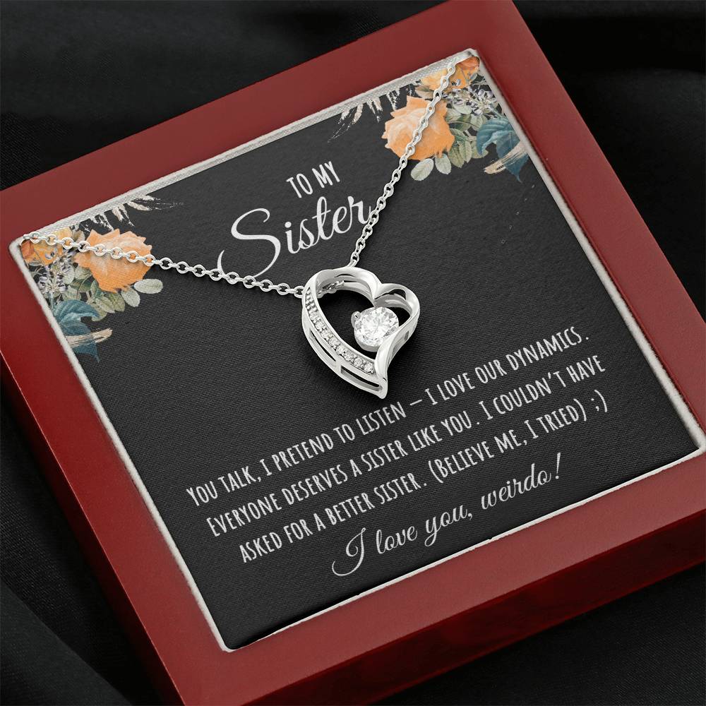 Valentine's Day Gift,To My Sister Necklace, Gift for Big Sister, Birthday Present for Little Sister, Little Sister Jewelry, Twin Sister Gift