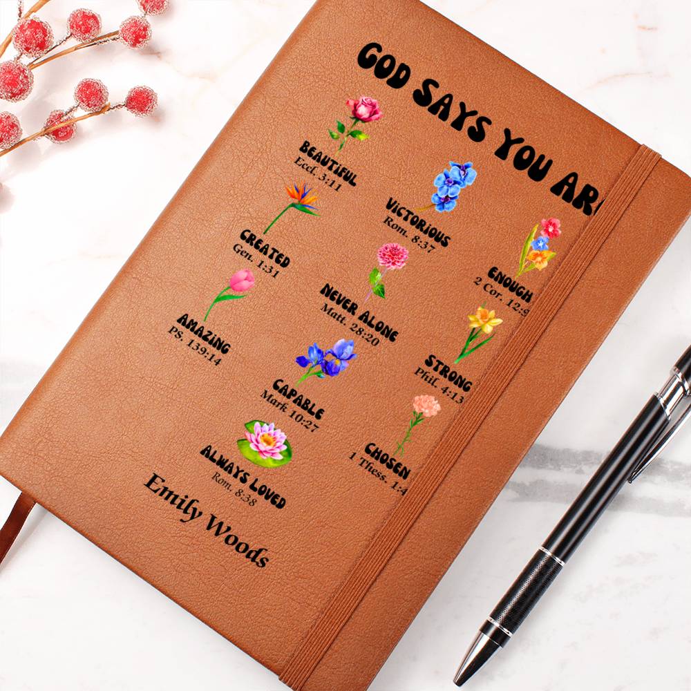 Personalised Name Prayer Journal, Positive Affirmations Journal Christian Gift Notebook for Women God Says You Are, Religious Gift for Girls