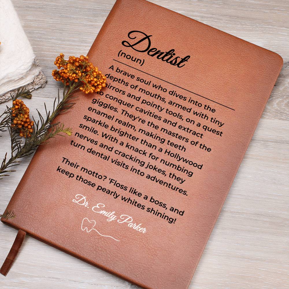 Funny Gift for Dentist, Tooth Doctor, Dentist Tools, Personalized Custom Name Notepad, Dental Journal Notebook, Dentist Definition Gift