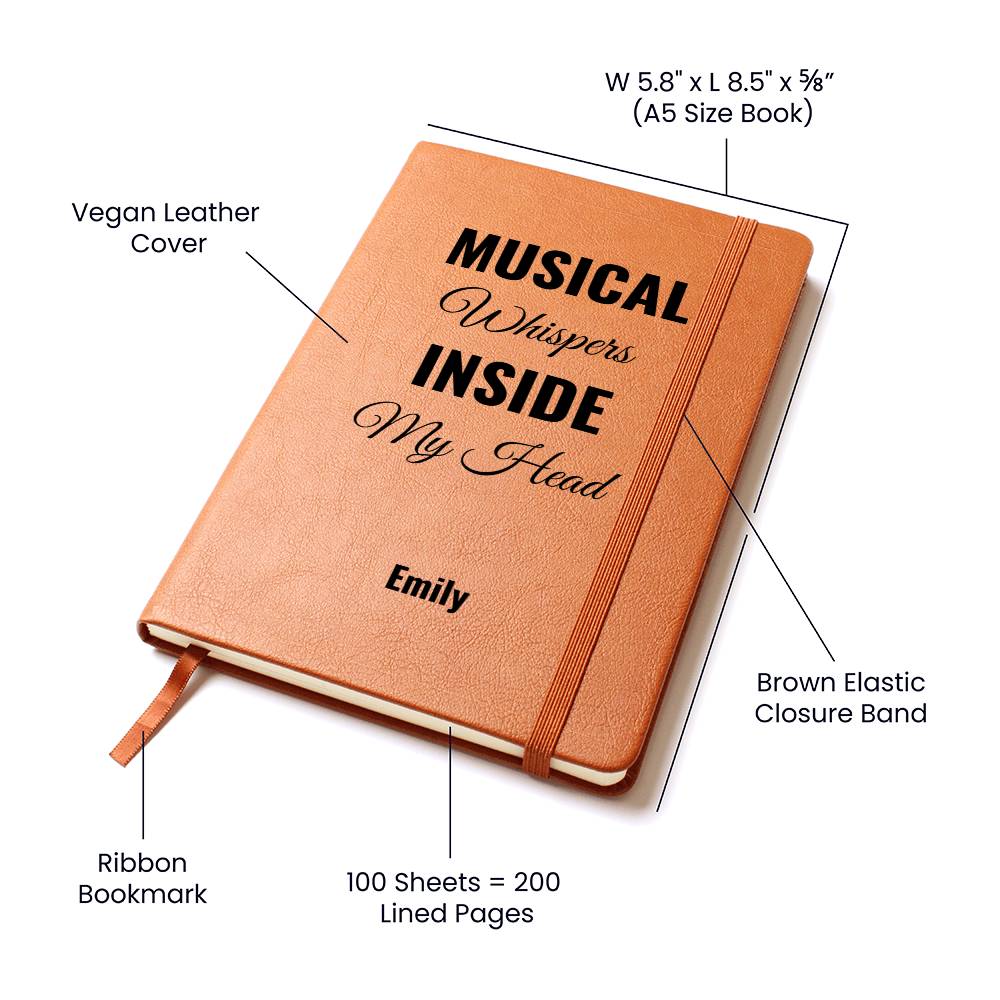 Musical Whispers Inside My Head Custom Name Journal, Song Lyrics Writer Gift, Personalized Song Writing Music Notebook, Musicians Lyric Gift