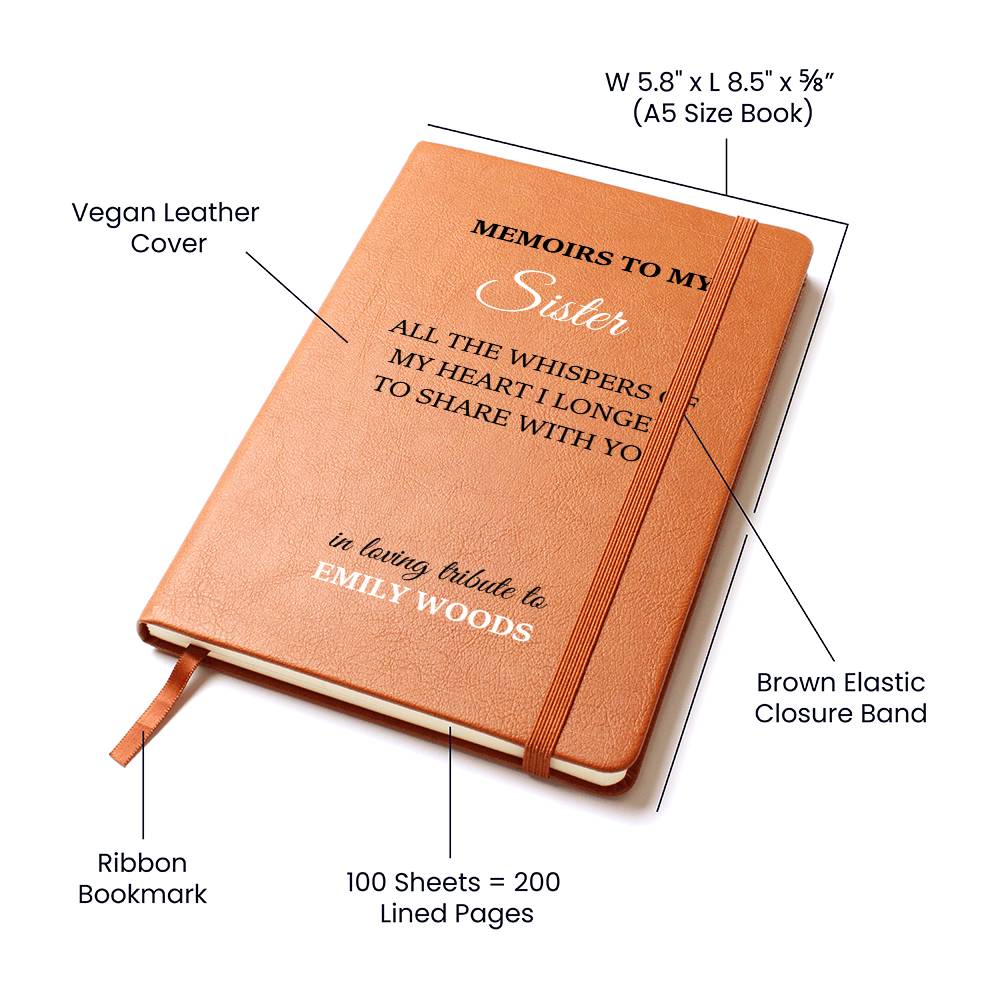 Loss of Sister Gift, Sister Sympathy Gift, Memoirs to My Sister Memorial Journal, Loss of Sister, Sister in Heaven Memorial Grief Journal
