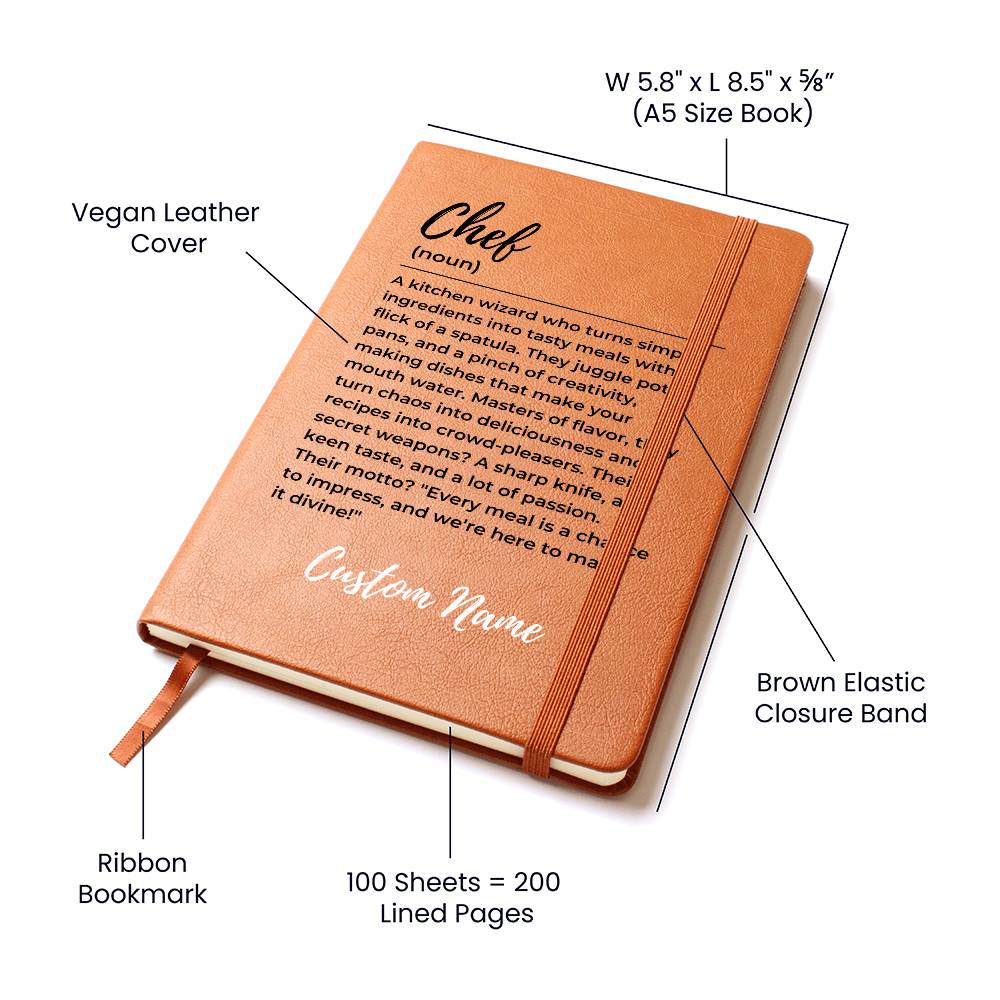 Custom name chef journal, Christmas Gift for Chefs, Kitchen wizard, Cooking Journal, Blank Recipe Book, Chef appreciation Culinary gift idea