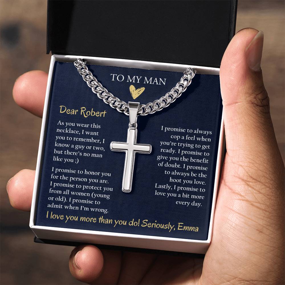 Personalized Cuban Promise Chain For Him, Anniversary Gift For Husband, Valentine's Gift For Boyfriend, To My Man Customized Birthday Gift