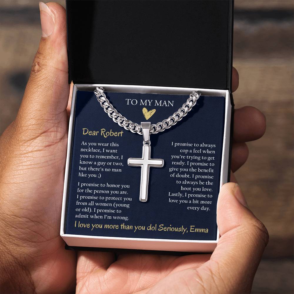 Personalized Cuban Promise Chain For Him, Anniversary Gift For Husband, Valentine's Gift For Boyfriend, To My Man Customized Birthday Gift