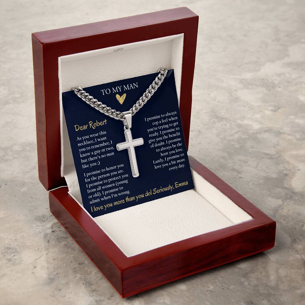 Personalized Cuban Promise Chain For Him, Anniversary Gift For Husband, Valentine's Gift For Boyfriend, To My Man Customized Birthday Gift