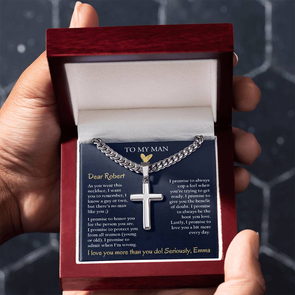 Personalized Cuban Promise Chain For Him, Anniversary Gift For Husband, Valentine's Gift For Boyfriend, To My Man Customized Birthday Gift