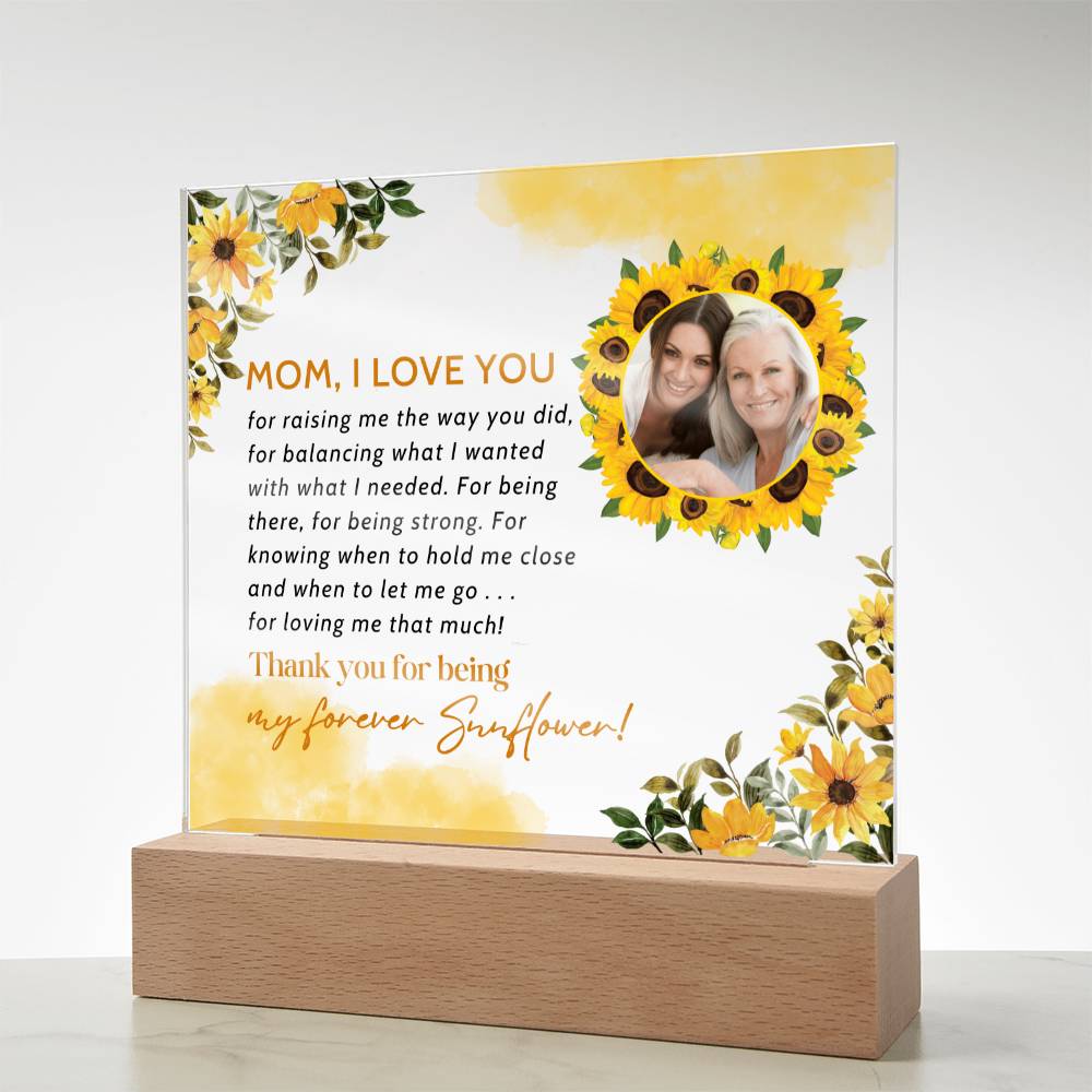 Personalised Mothers Day Gifts, Flower Gift for Mum, Birthday Gift Acrylic Plaque for Mum, Sentimental Mom Appreciation Gifts Anniversary