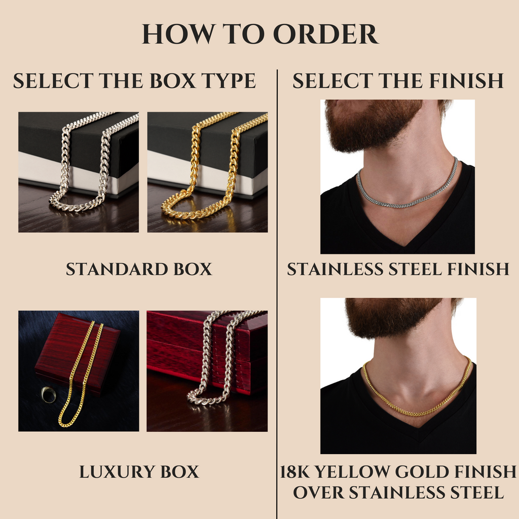 Personalized Cuban Promise Chain For Him, Anniversary Gift For Husband, Valentine's Gift For Boyfriend, To My Man Customized Birthday Gift