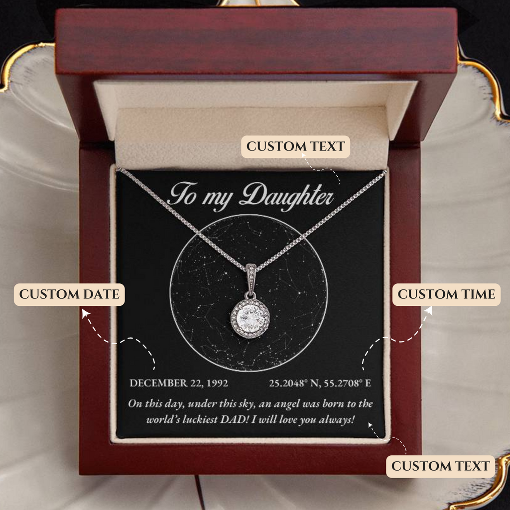 To My Daughter, Personalised Gold Necklace, Daughter Gift Starmap Night Sky Print, Christmas Gift New Year Gift , Daughter Necklace from dad