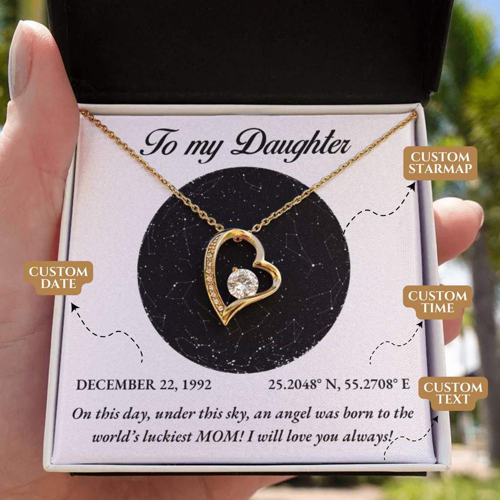 To My Daughter, Personalised Gold Necklace, Daughter Gift Starmap Night Sky Print, Christmas Gift New Year Gift , Daughter Necklace from Mom