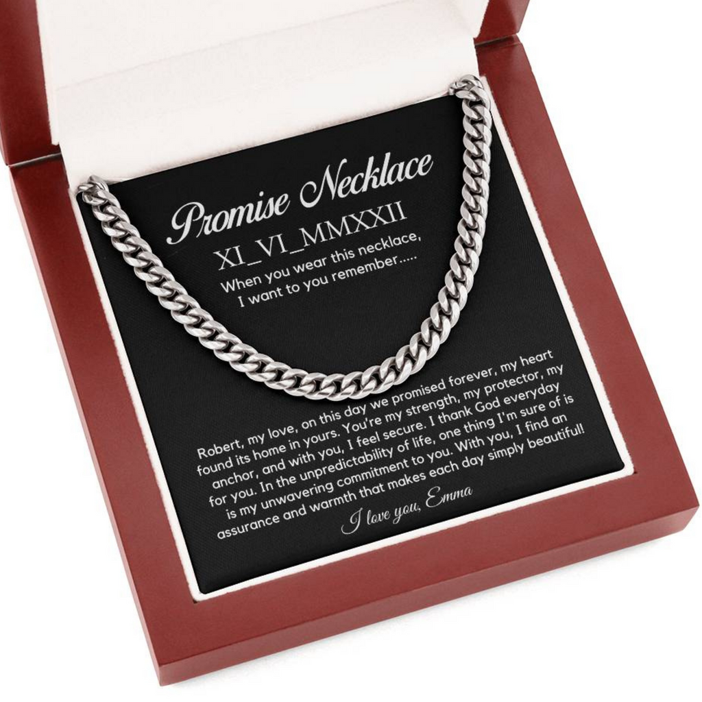 Personalised Promise Necklace For Him, Promise Gifts For Him, Boyfriend Promise Necklace,Anniversary Gift For Husband,Guy Valentine Gift