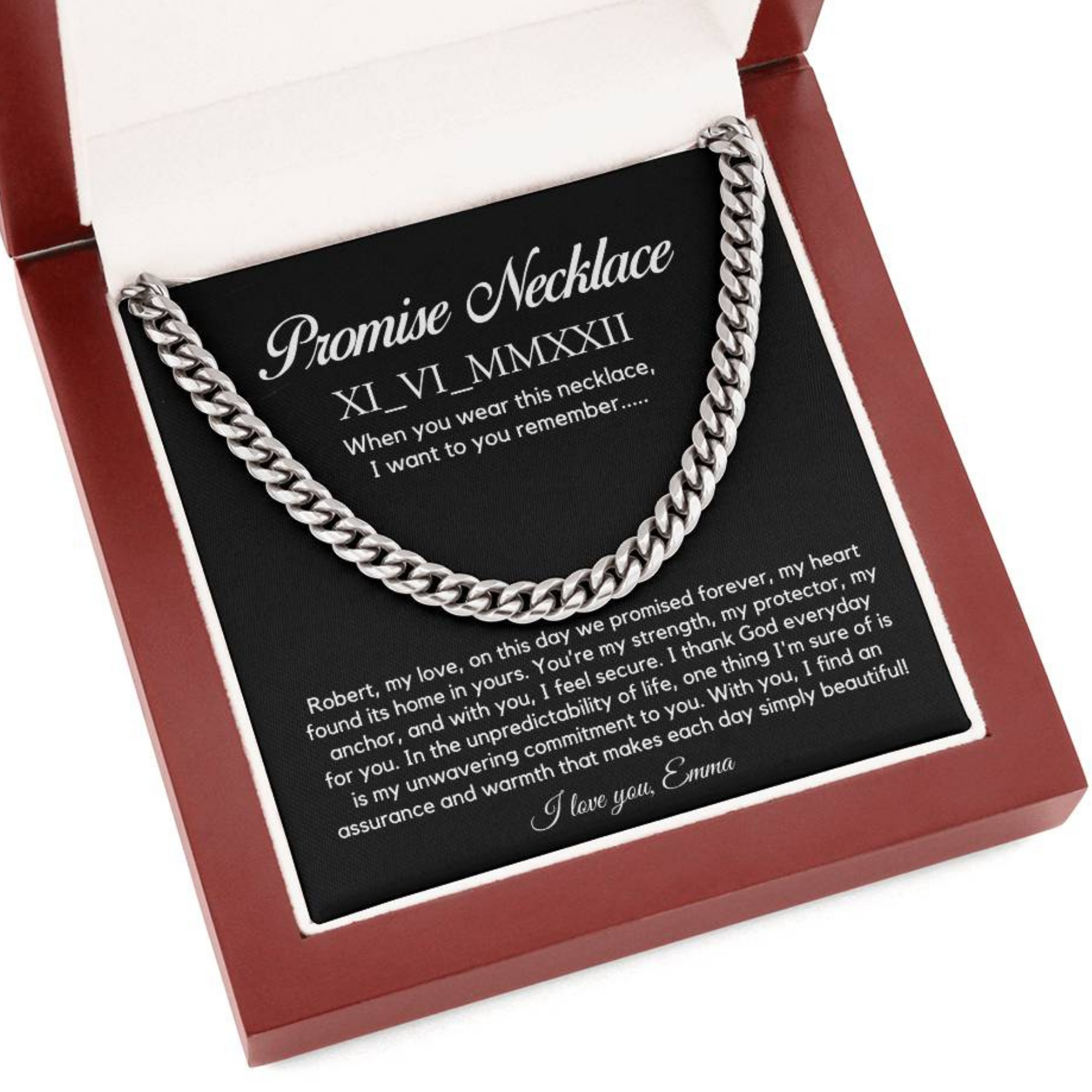 Personalised Promise Necklace For Him, Promise Gifts For Him, Boyfriend Promise Necklace,Anniversary Gift For Husband,Guy Valentine Gift