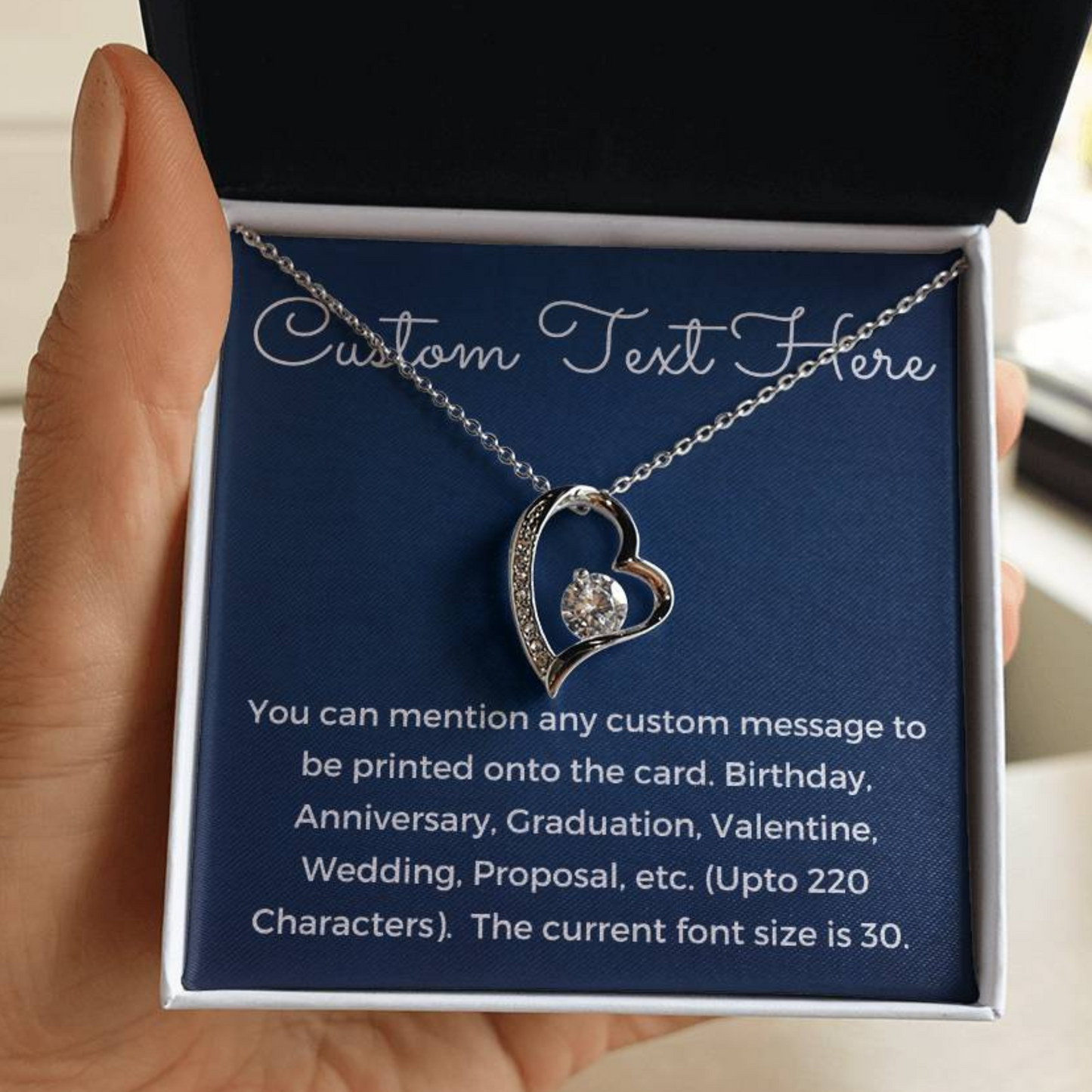 Custom Text Necklace with Beautiful Message Card, Birthday Gift, Anniversary Gift, Promotion Gift, Retirement Gift, Valentine Gift, Unique
