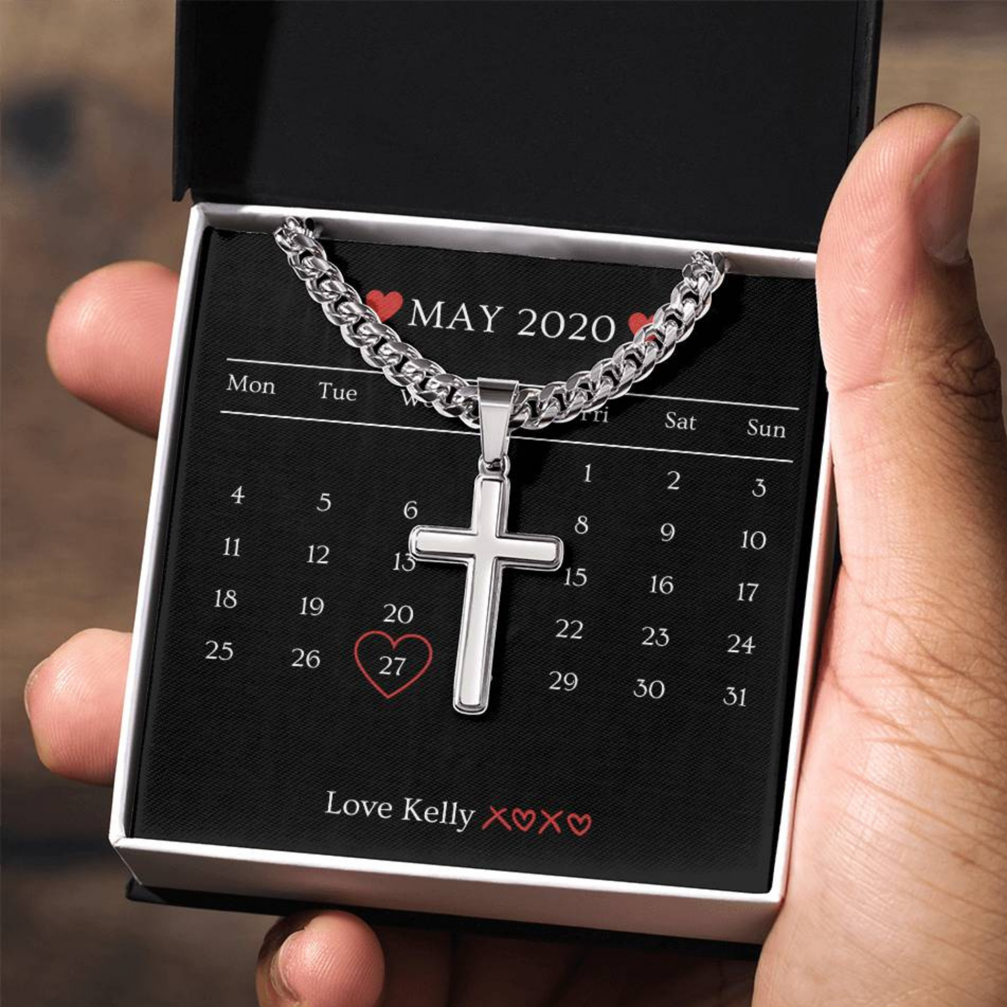 Valentine's Day Gift, Gift For Boyfriend, Guy Valentine Gift, Girlfriend Birthday Gift, Personalised Cross necklace For him, Gift for Him