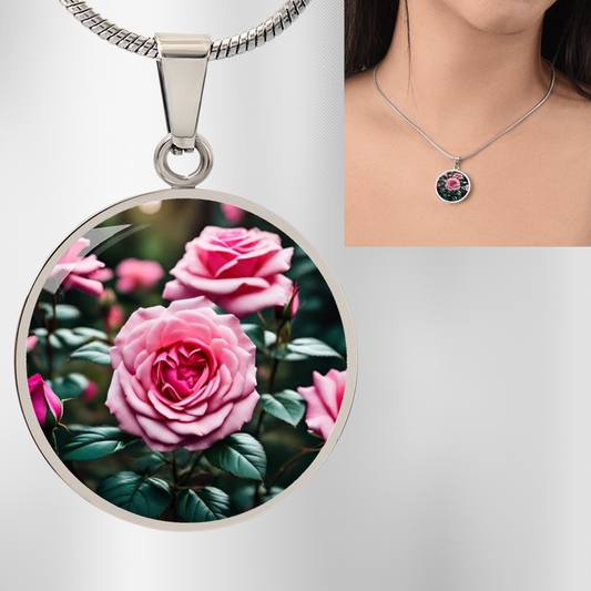 June Birth Flower Rose Necklace, Birth Month Flower Necklace, Engraved Necklace, Floral Gift for Her, Mothers & Valentines Day Necklace
