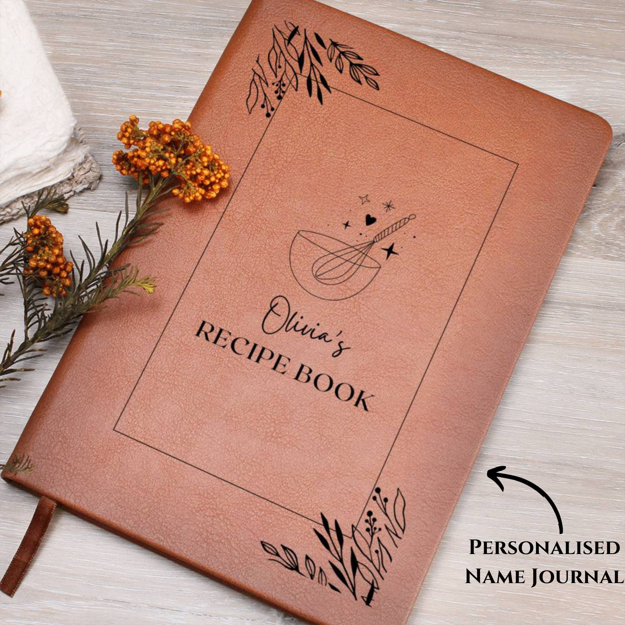 Your name recipes, personalized recipe journal, custom recipe book, leather recipes journal, cooking journal, personalized cookbook